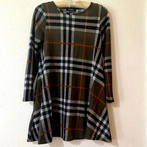 Papillon Blanc Plaid Knit Sweater Dress/ Swing Tunic Top size Small